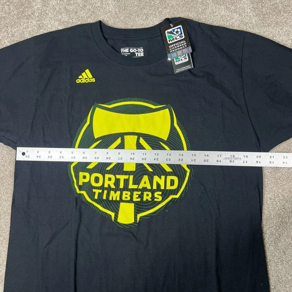 Adidas Mens L Black Portland Timbers MLS The Go To Tee Short Sleeve‎ T-Shirt NWT